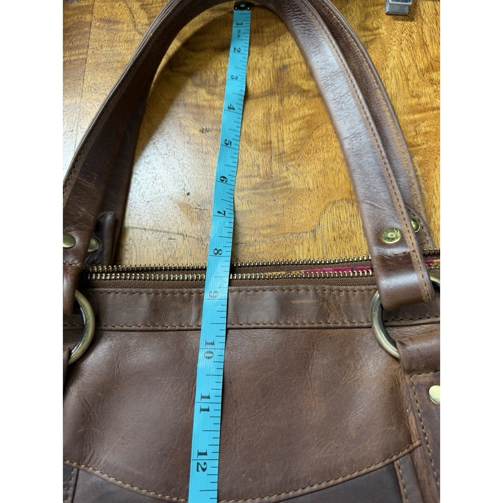 The Leather Store Large Chelsea Brown Shoulder Bag Tote Purse Floral Lined - Picture 10 of 10